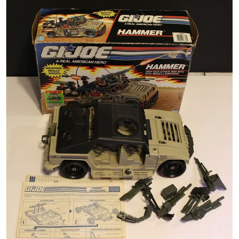 GI JOE Vintage Hammer Attack Jeep 1989 #6369 Incomplete For Parts o Restoration